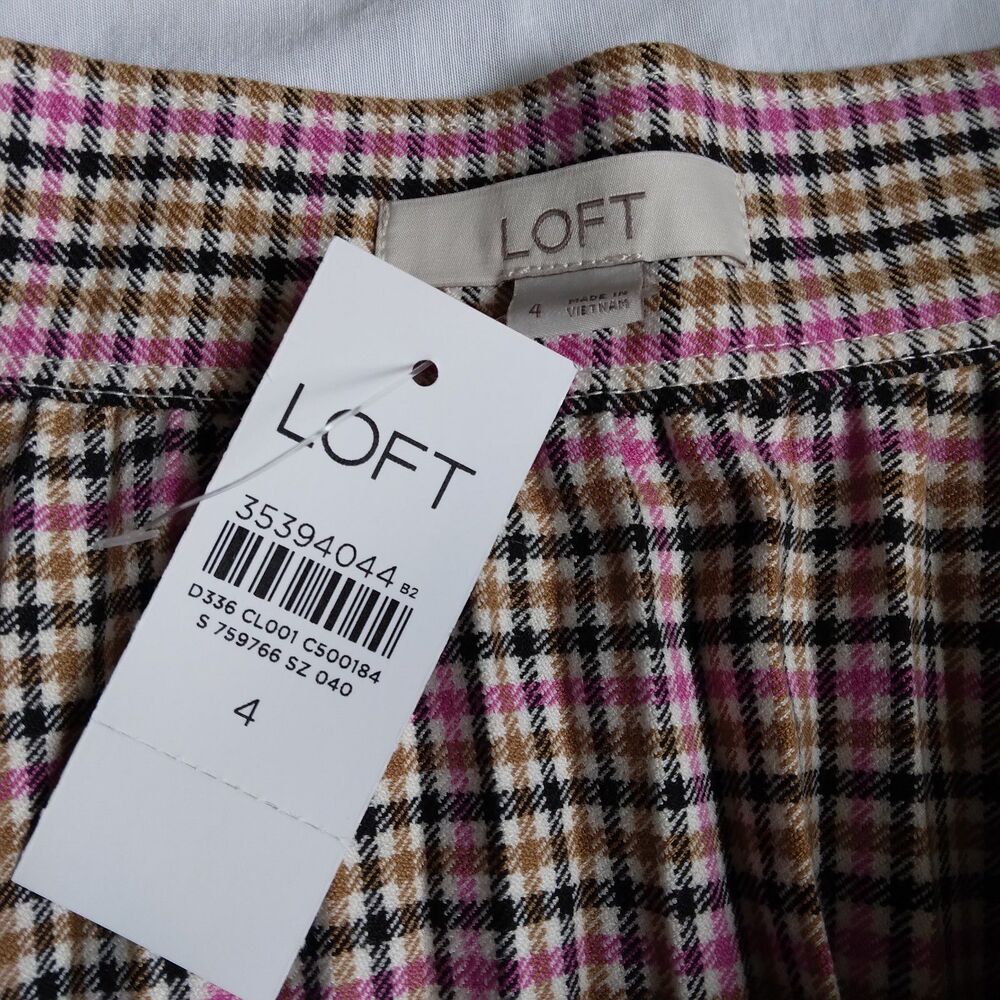 New LOFT Multi Color Plaid Pleated Skirt Preppy Academia Womens Size 4 - Picture 7 of 13